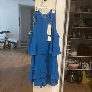 Elegant Blue High Low Dress